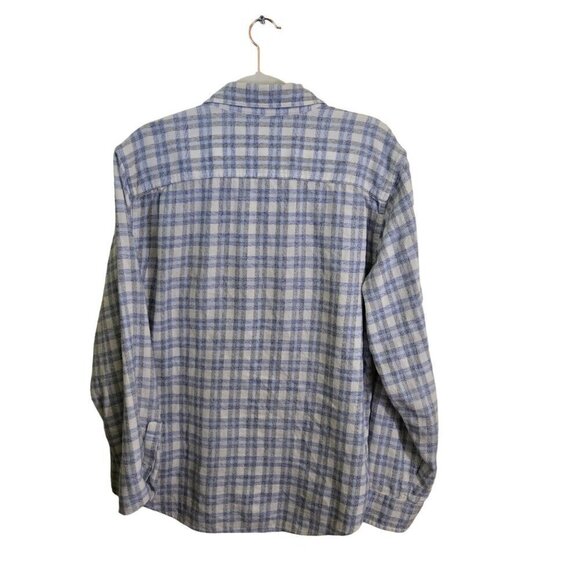Outerknown Plaid Button-Up Flannel Shirt Organic Cotton Blue Plaid Size L - Picture 2 of 5